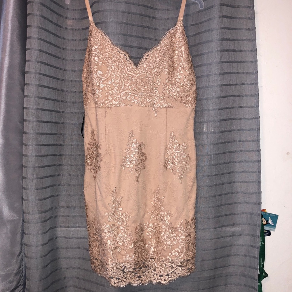 Lace tan dress